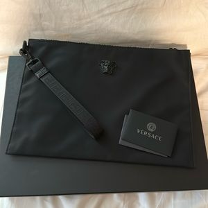 Black Versace la Medusa pouch clutch